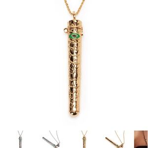 Gold Pendant For Necklace with Green Eye Detail by Bella Thorne
